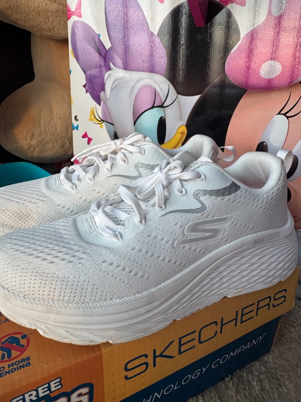 Skechers All-White Cushioned Lace-Up Athletic Sneakers